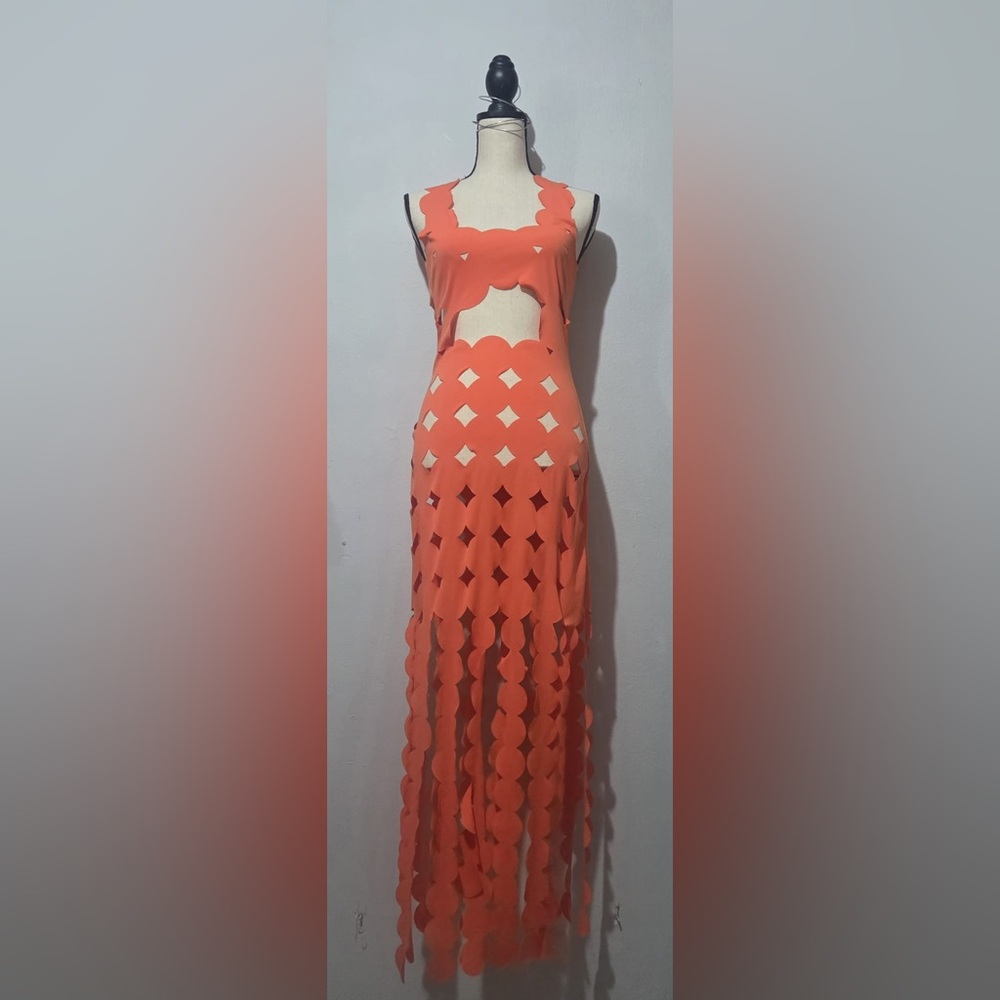NWOT Orange Cutout Maxi Dress